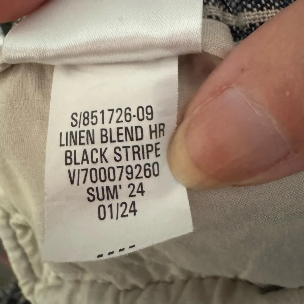Banana Republic Linen Blend High Rise Striped Wide Leg Cropped Pants